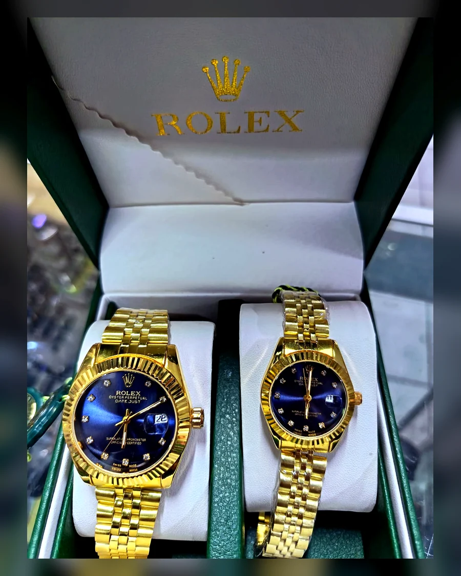Rolex pareja azul dorado