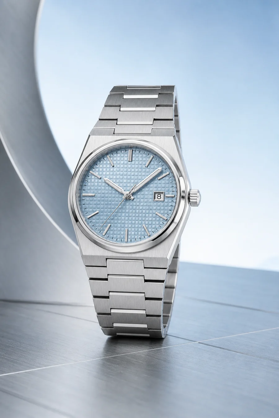 Reloj estilo Tissot PRX con esfera celeste